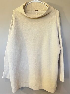 Free People Cream Funnel Neck Pullover